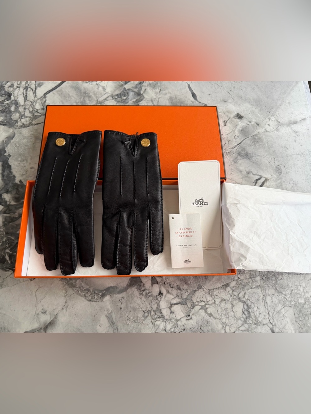 NWT ~ AUTH HERMÈS Sellier Lambskin Gloves